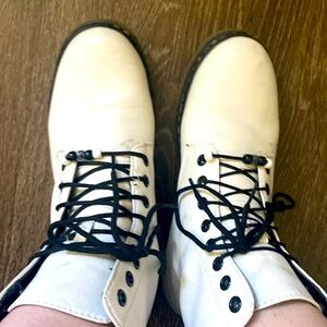 White and black platform chunky Doc Martin style boots